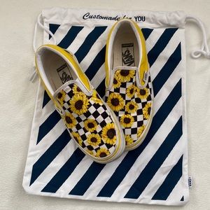 Custom Sunflower Slip on Vans